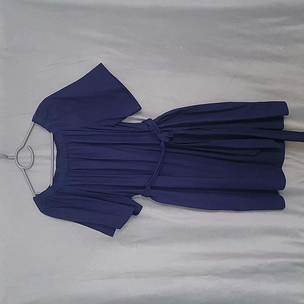 Banana Republic Cotton Summer Dress, Knee Length with Belt, Size M, Color Blue